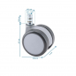Preview: bueroland-zubehoer-hartbodenrollen-stift-11mm-rad-60mm-5-stueck-weiss-grau-maße