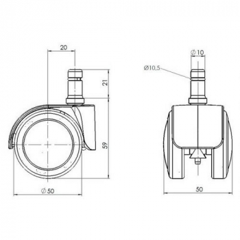 Bueroland UNIVERSAL Zubehoer Hartbodenrollen 50mm Stift:10mm verchromt