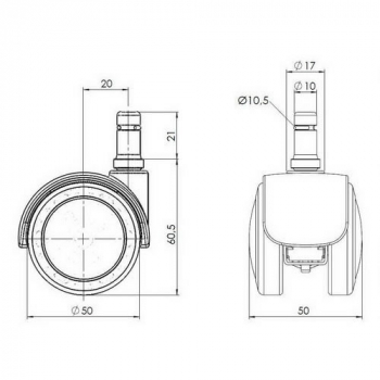 Bueroland UNIVERSAL Zubehoer Hartbodenrollen 50mm Stift:10mm