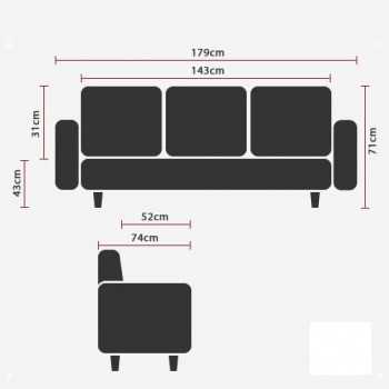 Bueroland HAMFAT Loungesofa Kunstleder braun 3-Sitzer