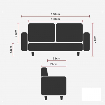Bueroland HAMFAT Loungesofa Kunstleder braun 2-Sitzer