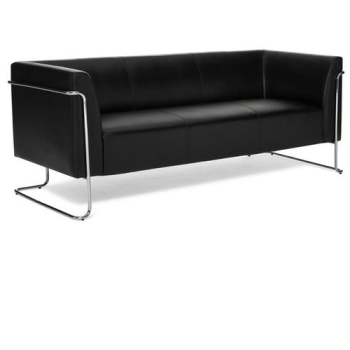 Bueroland HAMFAT Loungesofa Kunstleder schwarz 3-Sitzer