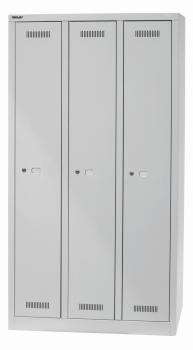 Bisley MONOBLOC Garderobenschrank dreitürig lichtgrau