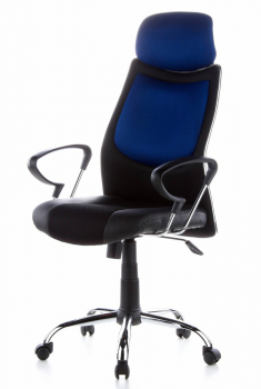 Bueroland BORS Drehstuhl Kunstleder schwarz/blau [Abverkauf]