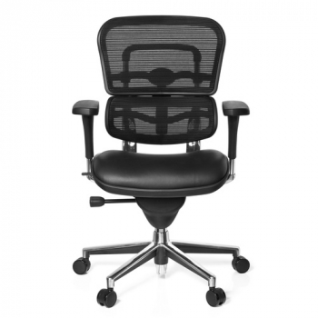 Bürostuhl / Chefsessel WASHINGTON BASE Sitz Leder/Rücken Netz schwarz