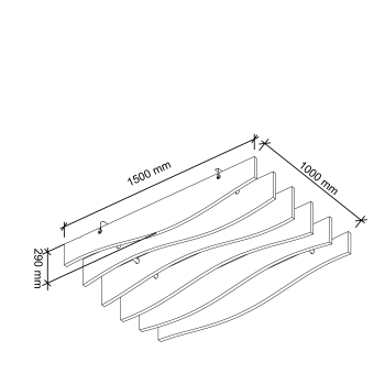 Preview: hammerbacher-akustik-baffeln-sinuswelle-set-mit-6-elementen-Maße