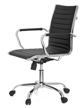 Bueroland PINA Chefsessel Kunstleder Rueckenlehnenhoehe:47cm Chrom/schwarz