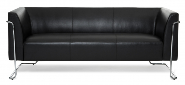 Bueroland HAMFAT Loungesofa Kunstleder schwarz 3-Sitzer