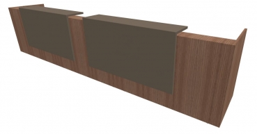 Quadrifoglio Z2 Empfangstheke C12 Walnuss/beigegrau Gestell:silbern