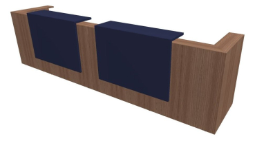 Quadrifoglio Z2 Empfangstheke C20 Walnuss/violett Gestell:silbern