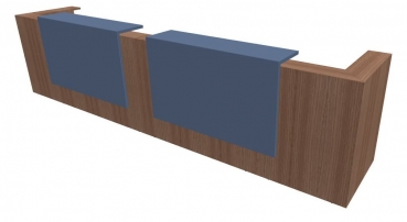 Quadrifoglio Z2 Empfangstheke C21 Walnuss/taubenblau Gestell:silbern