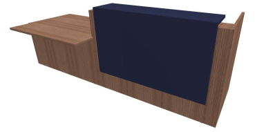 Quadrifoglio Z2 Empfangstheke C58 Walnuss/violett Gestell:weiss