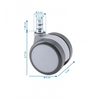 bueroland-zubehoer-hartbodenrollen-stift-11mm-rad-60mm-5-stueck-weiss-grau-maße