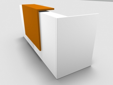Quadrifoglio Z2 Empfangstheke C01 weiss 246cm Blende:Lack/orange Gestell:silbern