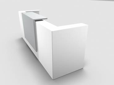 Quadrifoglio Z2 Empfangstheke C05 weiss 285cm Blende:Lack/weiss Gestell:silbern