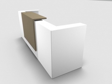 Quadrifoglio Z2 Empfangstheke C05 weiss 285cm Blende:Lack/beige Gestell:silbern