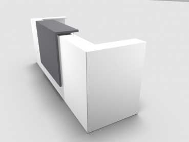 Quadrifoglio Z2 Empfangstheke C05 weiss 285cm Blende:Lack/grau Gestell:silbern