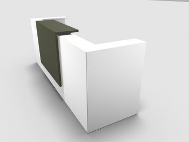 Quadrifoglio Z2 Empfangstheke C05 weiss 285cm Blende:Lack/gruen Gestell:silbern