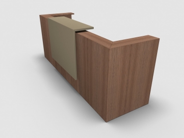 Quadrifoglio Z2 Empfangstheke C05 Walnuss 285cm Blende:Lack/beige Gestell:silbern