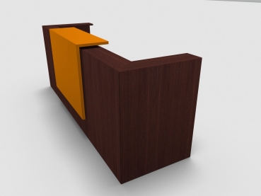 Quadrifoglio Z2 Empfangstheke C05 Wenge 285cm Blende:Lack/orange Gestell:silbern