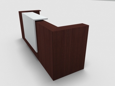 Quadrifoglio Z2 Empfangstheke C05 Wenge 285cm Blende:Lack/weiss Gestell:silbern