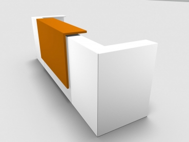 Quadrifoglio Z2 Empfangstheke C07 weiss 325cm Blende:Lack/orange Gestell:silbern