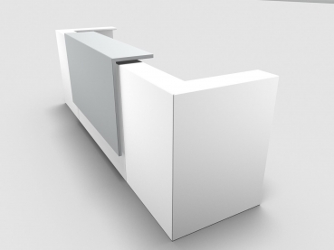 Quadrifoglio Z2 Empfangstheke C07 weiss 325cm Blende:Lack/weiss Gestell:silbern