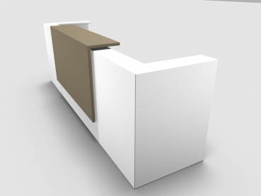 Quadrifoglio Z2 Empfangstheke C07 weiss 325cm Blende:Lack/beige Gestell:silbern