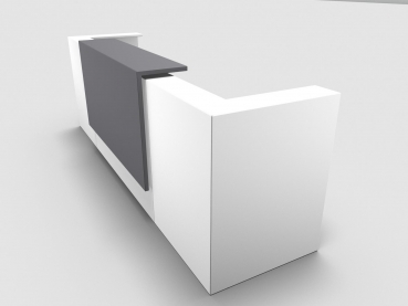 Quadrifoglio Z2 Empfangstheke C07 weiss 325cm Blende:Lack/grau Gestell:silbern