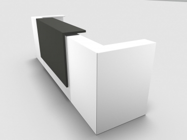 Quadrifoglio Z2 Empfangstheke C07 weiss 325cm Blende:Lack/umbra Gestell:silbern