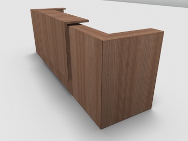 Quadrifoglio Z2 Empfangstheke C07 Walnuss 325cm Blende:Walnuss Gestell:silbern