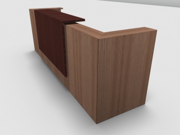 Quadrifoglio Z2 Empfangstheke C07 Walnuss 325cm Blende:Wenge Gestell:silbern