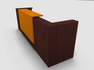 Quadrifoglio Z2 Empfangstheke C07 Wenge 325cm Blende:Lack/orange Gestell:silbern
