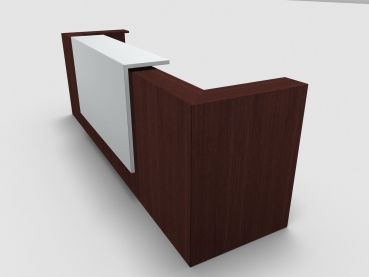 Quadrifoglio Z2 Empfangstheke C07 Wenge 325cm Blende:Lack/weiss Gestell:silbern