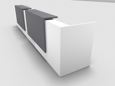 Quadrifoglio Z2 Empfangstheke C12 weiss 486cm Blende:Lack/grau Gestell:weiss