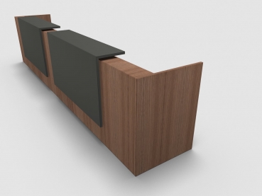 Quadrifoglio Z2 Empfangstheke C12 Walnuss 486cm Blende:Lack/umbra Gestell:weiss