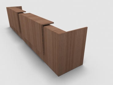 Quadrifoglio Z2 Empfangstheke C12 Walnuss 486cm Blende:Walnuss Gestell:weiss