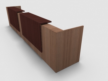 Quadrifoglio Z2 Empfangstheke C12 Walnuss 486cm Blende:Wenge Gestell:weiss