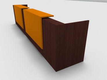 Quadrifoglio Z2 Empfangstheke C12 Wenge 486cm Blende:Lack/orange Gestell:weiss