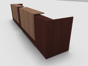 Quadrifoglio Z2 Empfangstheke C12 Wenge 486cm Blende:Walnuss Gestell:weiss