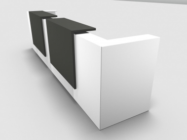 Quadrifoglio Z2 Empfangstheke C20 weiss 405cm Blende:Lack/umbra Gestell:silbern