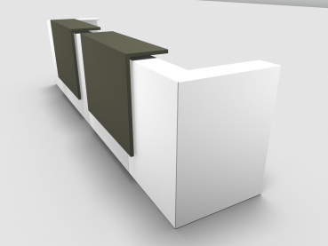 Quadrifoglio Z2 Empfangstheke C20 weiss 405cm Blende:Lack/gruen Gestell:silbern