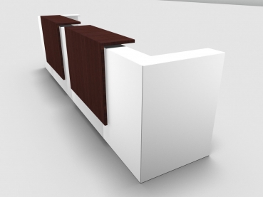 Quadrifoglio Z2 Empfangstheke C20 weiss 405cm Blende:Wenge Gestell:silbern