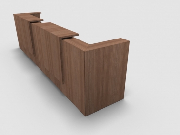 Quadrifoglio Z2 Empfangstheke C20 Walnuss 405cm Blende:Walnuss Gestell:silbern