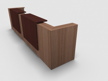 Quadrifoglio Z2 Empfangstheke C20 Walnuss 405cm Blende:Wenge Gestell:silbern