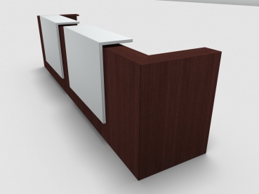 Quadrifoglio Z2 Empfangstheke C20 Wenge 405cm Blende:Lack/weiss Gestell:silbern