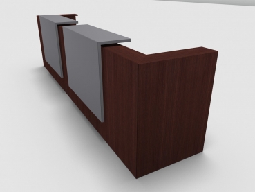 Quadrifoglio Z2 Empfangstheke C20 Wenge 405cm Blende:Lack/grau Gestell:silbern