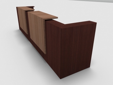 Quadrifoglio Z2 Empfangstheke C20 Wenge 405cm Blende:Walnuss Gestell:silbern