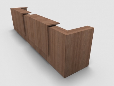 Quadrifoglio Z2 Empfangstheke C21 Walnuss 445cm Blende:Walnuss Gestell:weiss