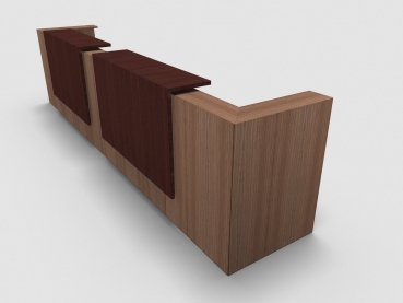 Quadrifoglio Z2 Empfangstheke C21 Walnuss 445cm Blende:Wenge Gestell:weiss